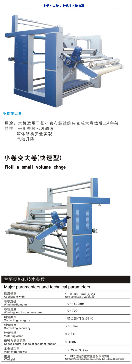 服裝專用整燙設備分類-驗布卷布